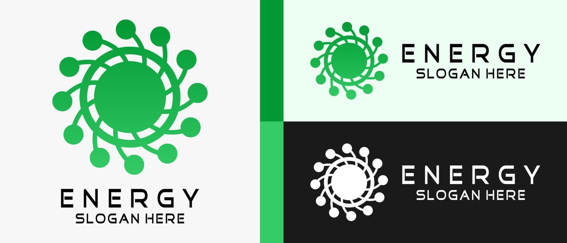 energia logo design modello con vortice elemento concetto nel puntini e cerchi. premio vettore logo illustrazione