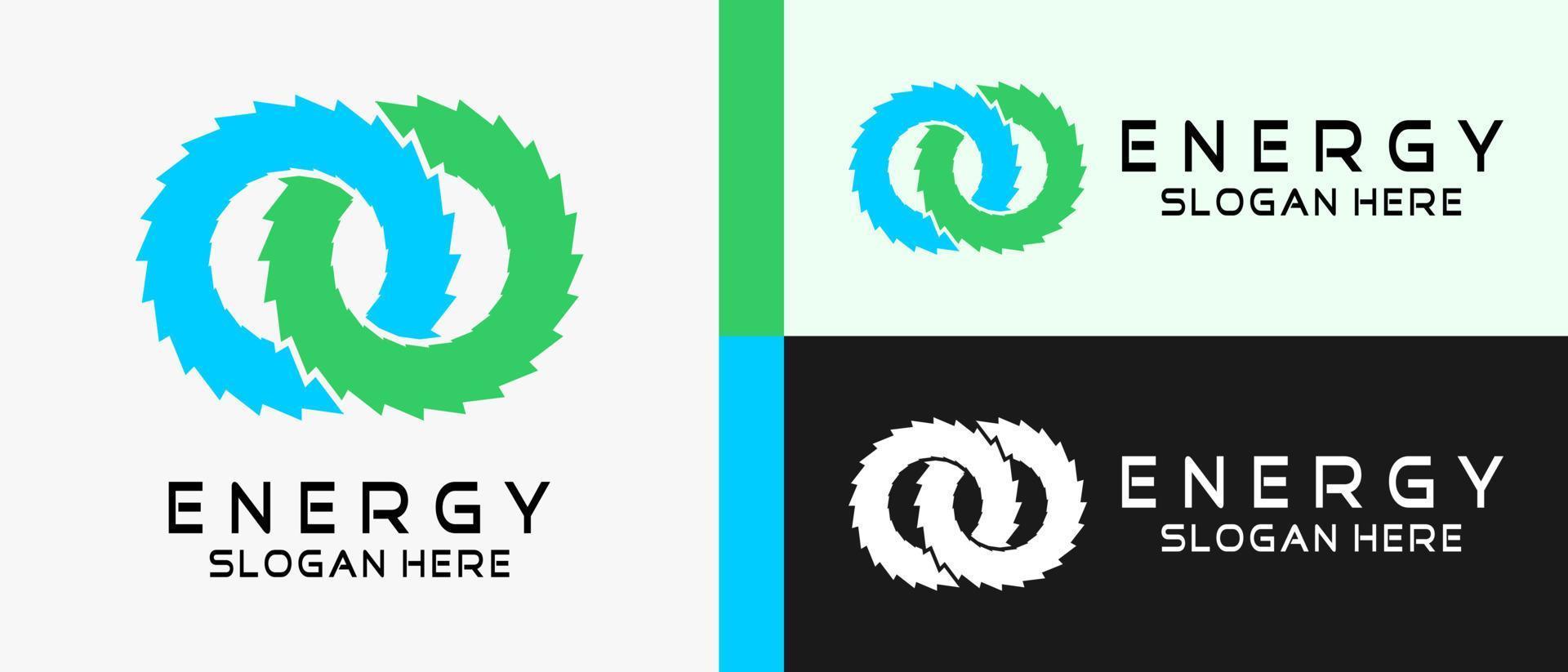 energia logo design modello con Due accoppiato vortice elementi concetto. premio vettore logo illustrazione