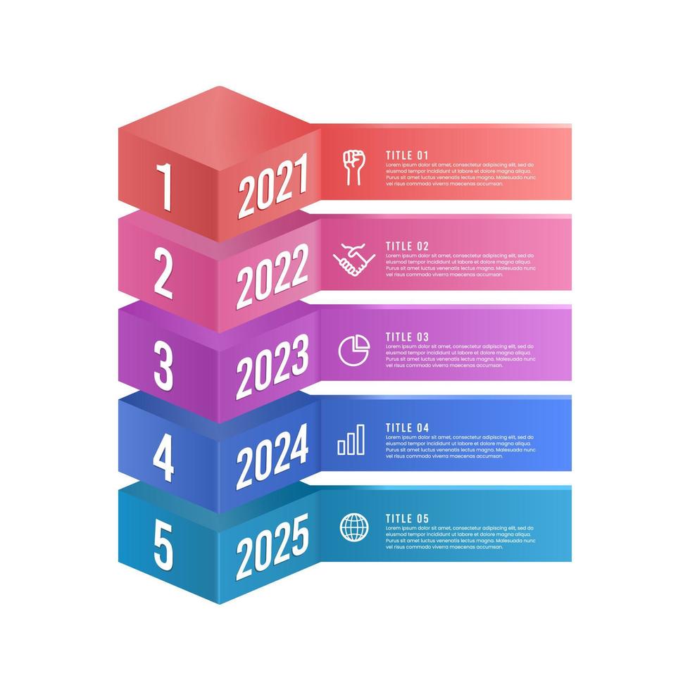 verticale scatola Infografica mostrando azienda sequenza temporale vettore