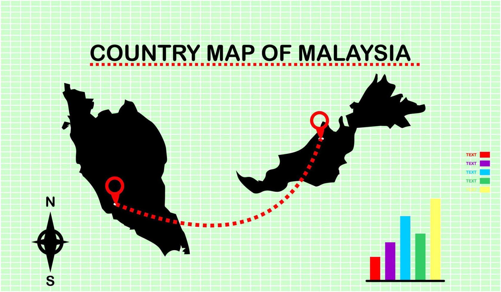 vettore carta geografica di malesia con griglia sfondo. accompagnato con diagramma grafica