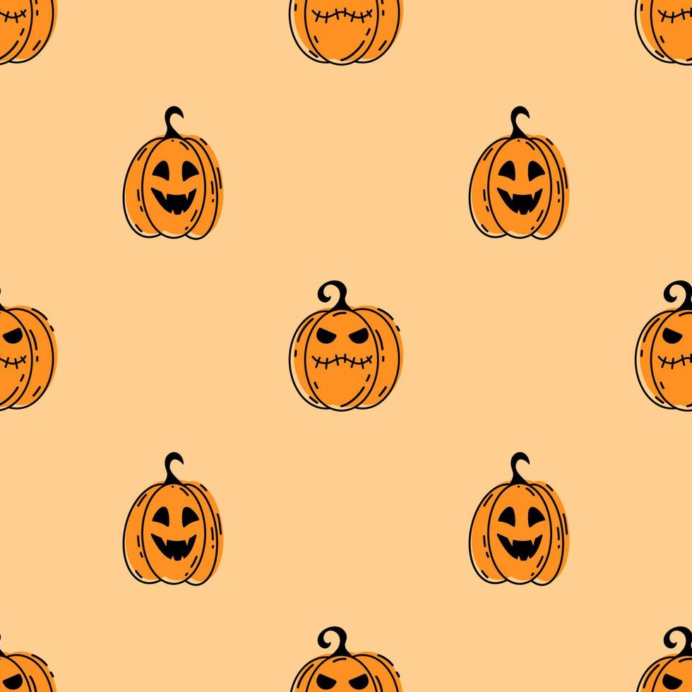 Halloween cartone animato zucca senza soluzione di continuità modello. vettore illustrazione