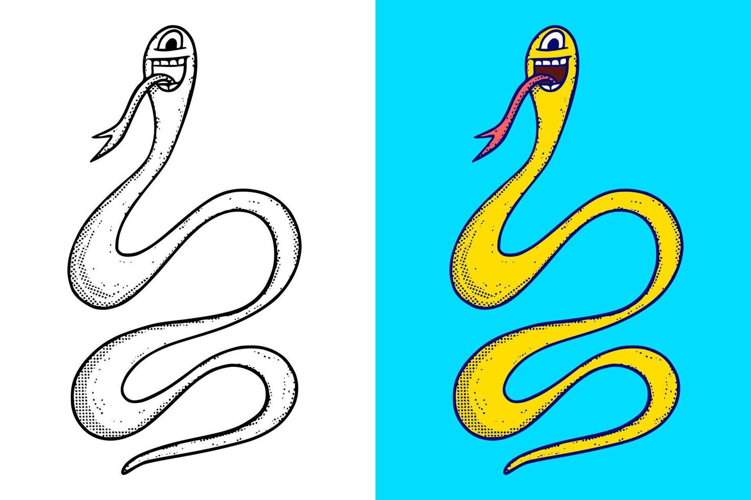 serpente illustrazione mano disegnato cartone animato Vintage ▾ stile vettore