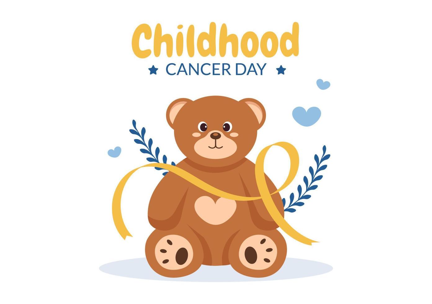 internazionale infanzia cancro giorno mano disegnato cartone animato illustrazione su febbraio 15 per raccolta fondi, promozione il prevenzione e esprimere supporto vettore