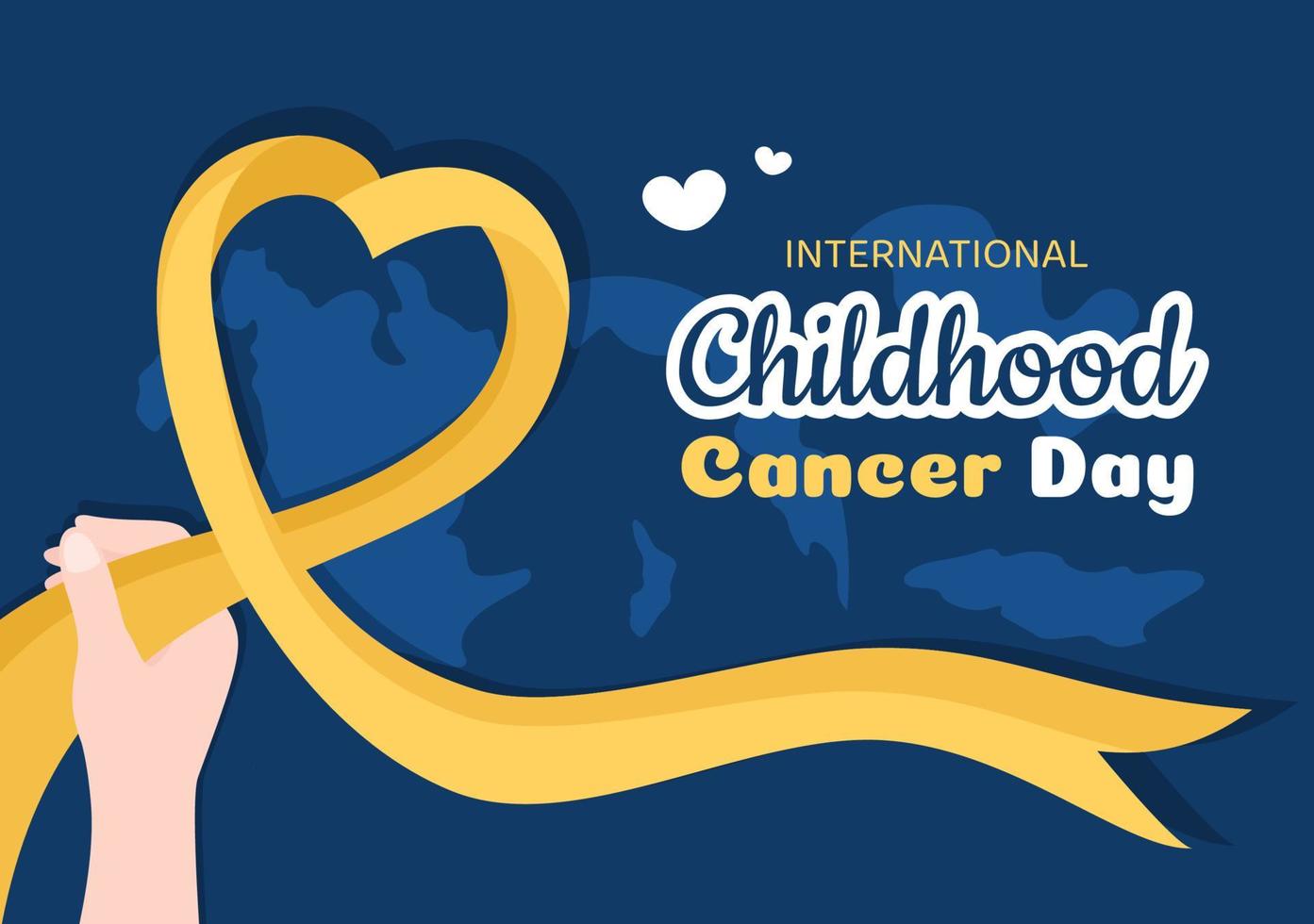 internazionale infanzia cancro giorno mano disegnato cartone animato illustrazione su febbraio 15 per raccolta fondi, promozione il prevenzione e esprimere supporto vettore