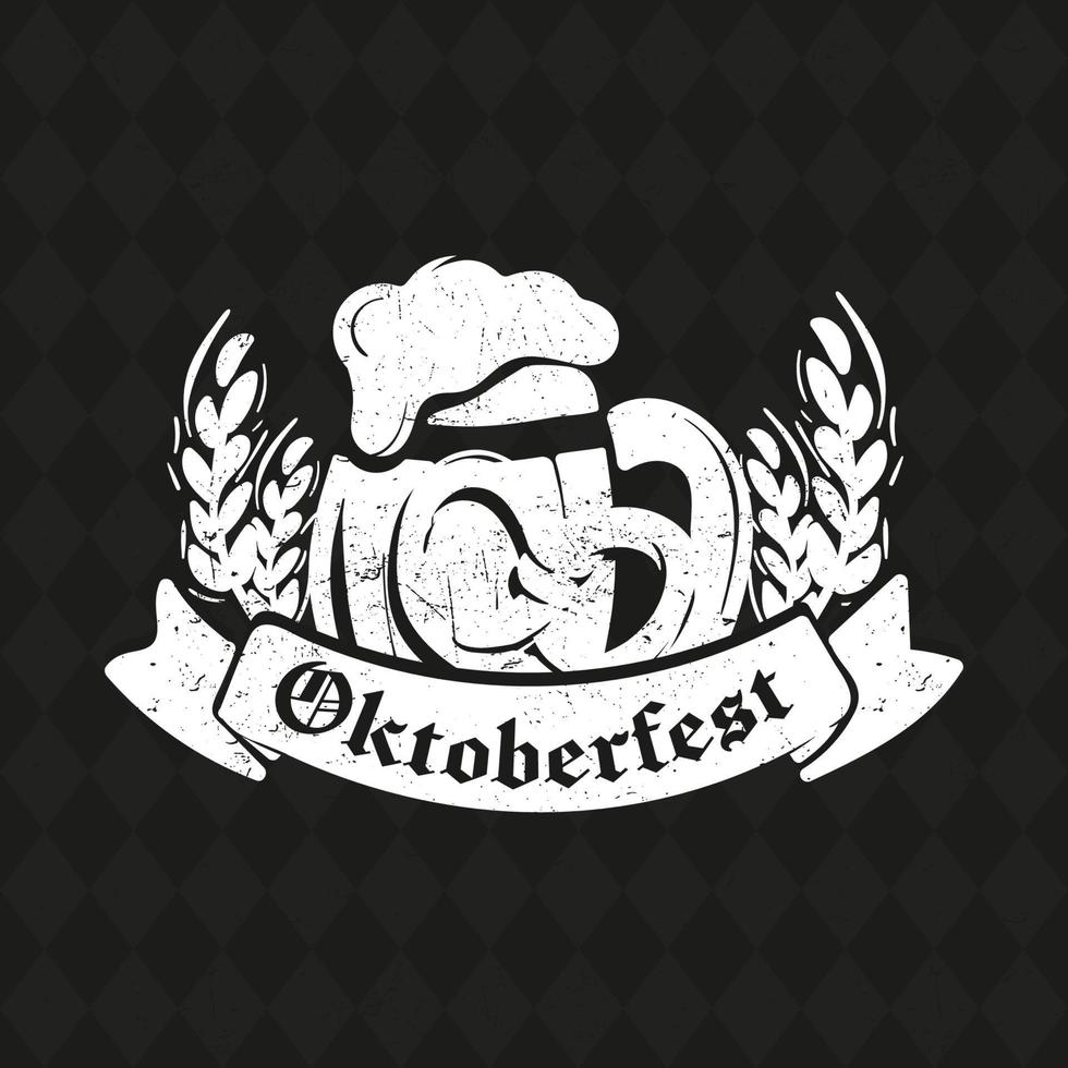 oktoberfest mano disegnato vettore lettering e birra bicchiere. moderno spazzola calligrafia. grunge sfondo.