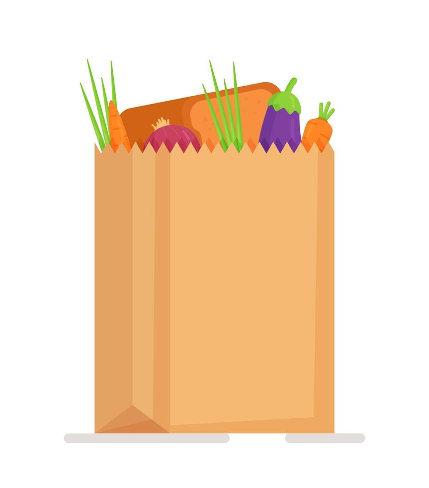 vettore illustrazione di un' carta Borsa con frutta e verdure. fresco e salutare frutta e verdure.