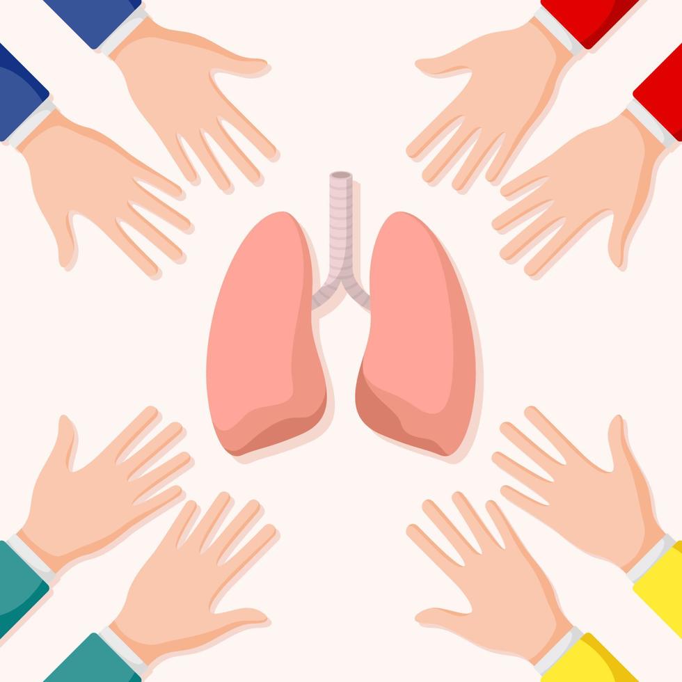 impostato di mani gesti con polmone vettore