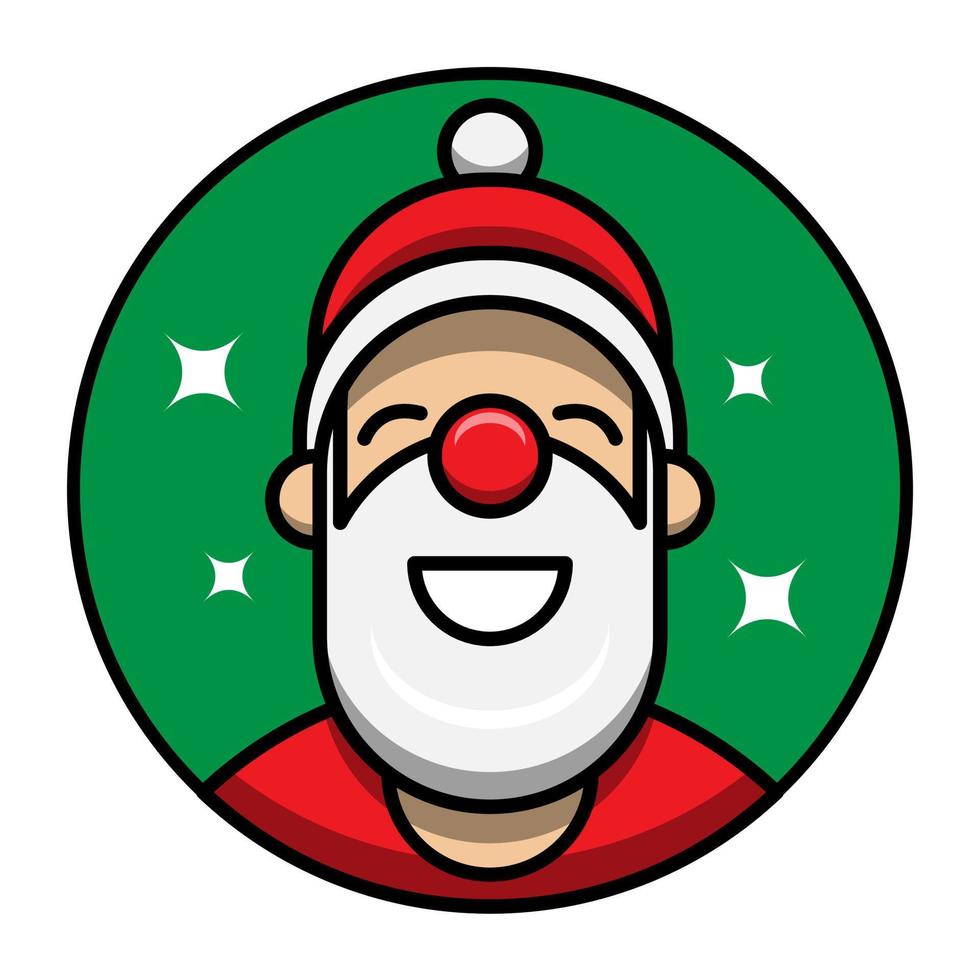 contento sorridente Santa Claus cerchio logo vettore