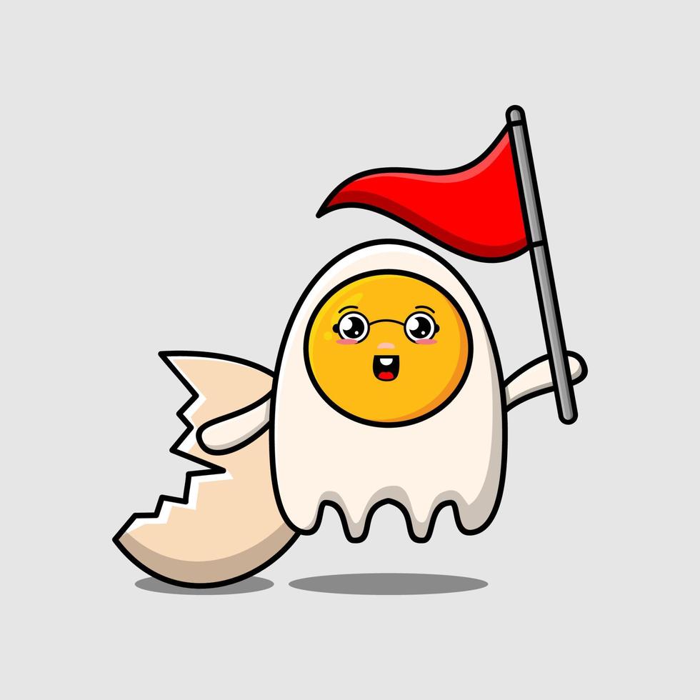 carino cartone animato fritte uova Tenere triangolo bandiera vettore