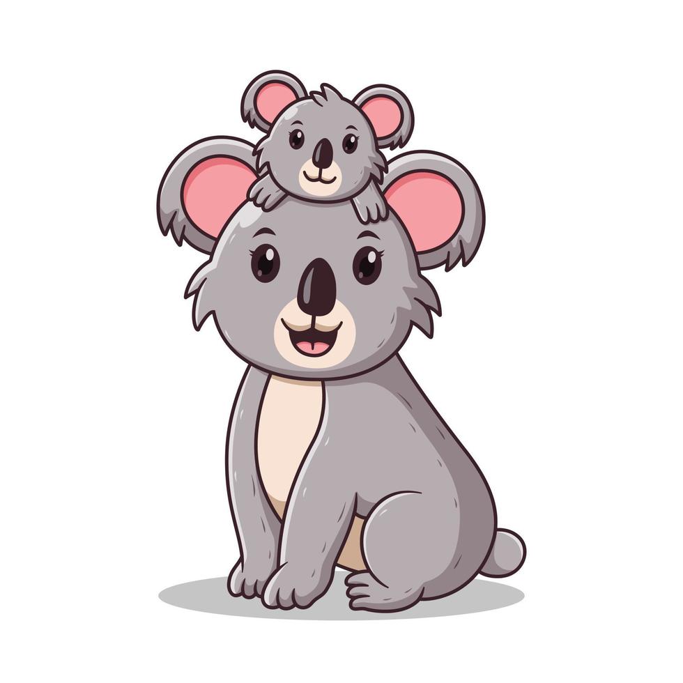 amorevole madre koala con sua bambino. animale icona concetto. piatto cartone animato stile. adatto per ragnatela atterraggio pagina, striscione, volantino, etichetta, carta vettore