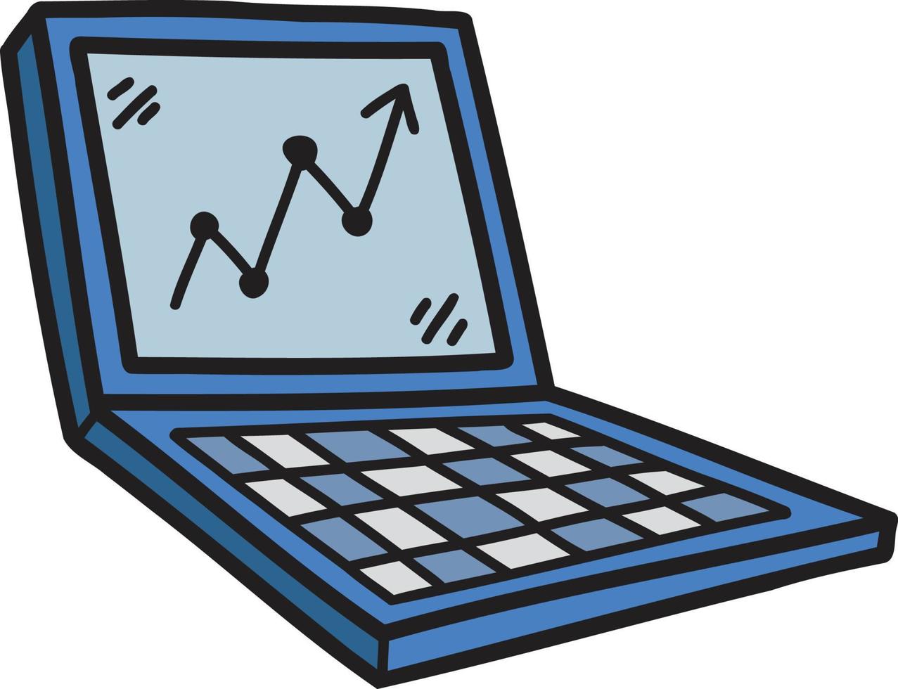 mano disegnato il computer portatile e azione illustrazione vettore