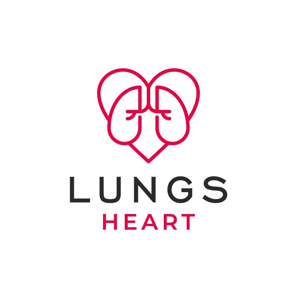 creativo moderno unico polmoni cuore nel lineare stile icona logo design vettore illustrazione