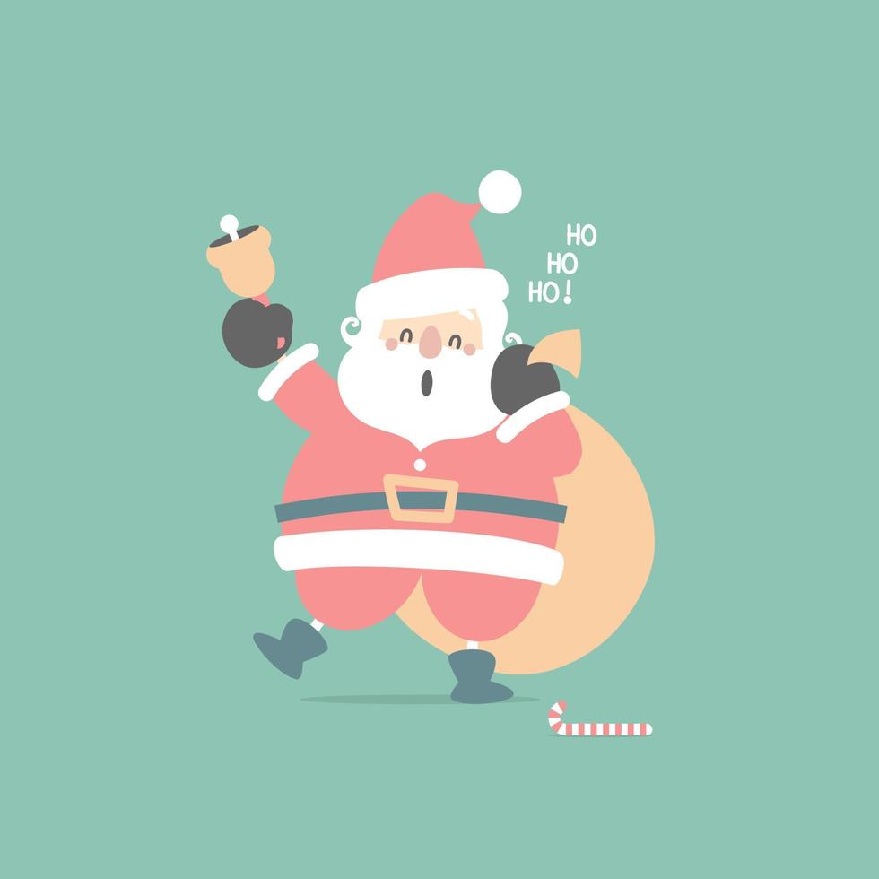 allegro Natale e contento nuovo anno con carino Santa Claus e pupazzo di neve nel il inverno stagione, piatto vettore illustrazione cartone animato personaggio costume design