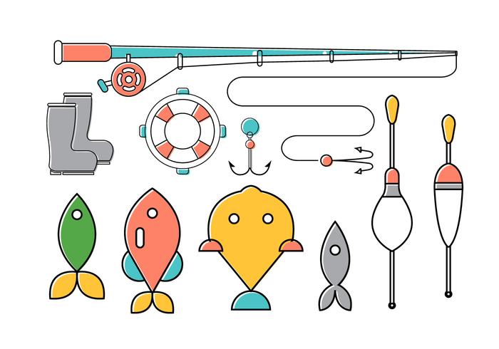 Vector Set di attrezzi da pesca