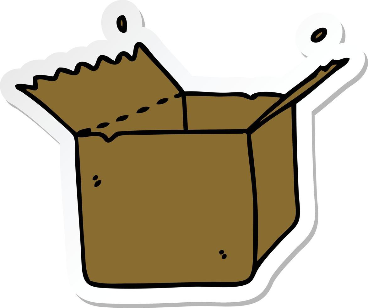 adesivo di una scatola aperta stravagante cartone animato disegnato a mano vettore