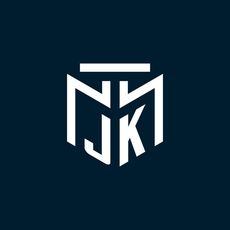 jk monogramma iniziale logo con astratto geometrico stile design vettore