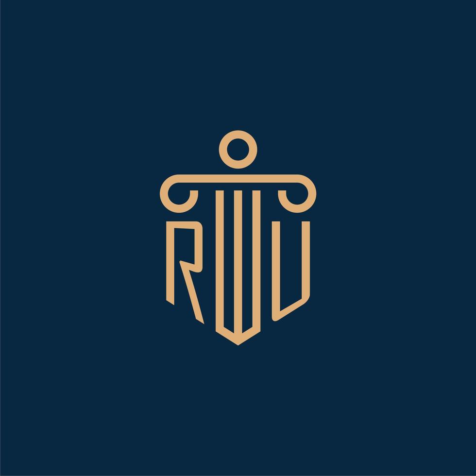 ru iniziale per legge azienda logo, avvocato logo con pilastro vettore