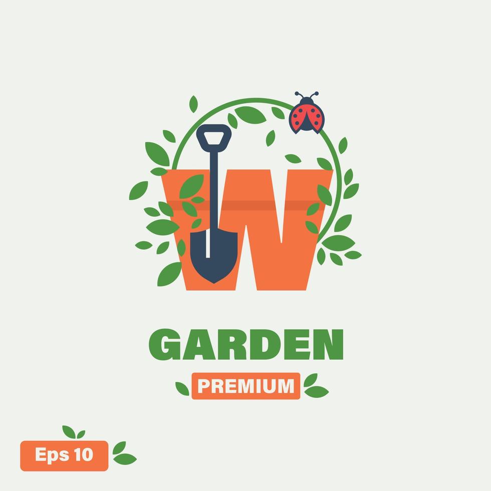 giardino alfabeto w logo vettore