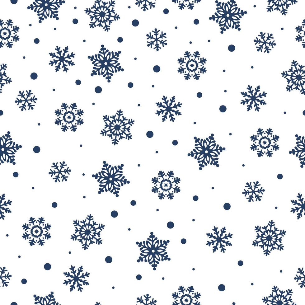 fiocco di neve Natale senza soluzione di continuità modello. blu neve su bianca sfondo. astratto sfondo, involucro decorazione. concetto di inverno vacanze, allegro Natale, contento nuovo anno celebrazione. vettore. vettore