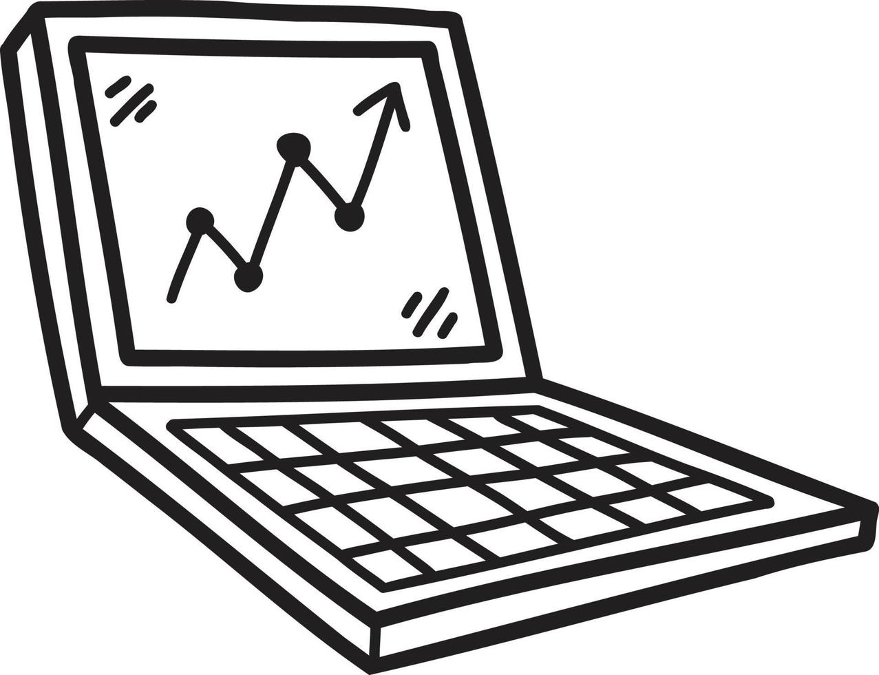 mano disegnato il computer portatile e azione illustrazione vettore