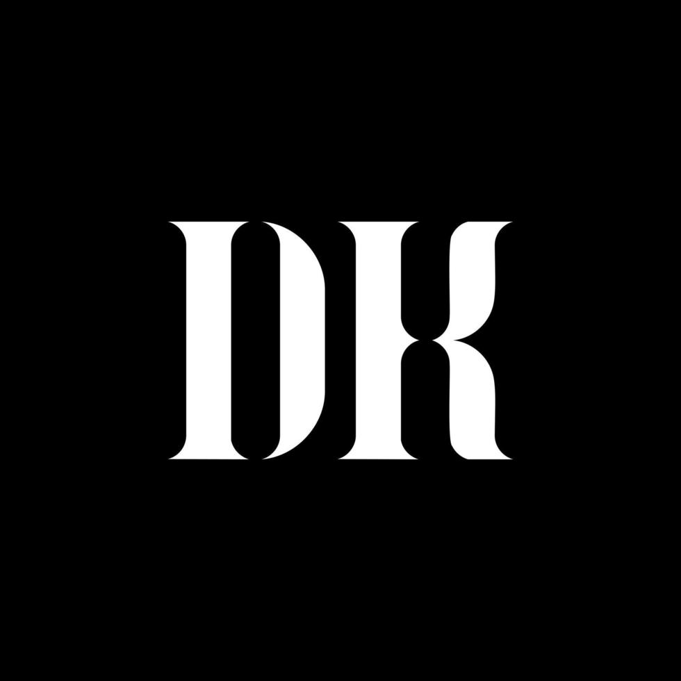 dk d K lettera logo design. iniziale lettera dk maiuscolo monogramma logo bianca colore. dk logo, d K design. dk, d K vettore