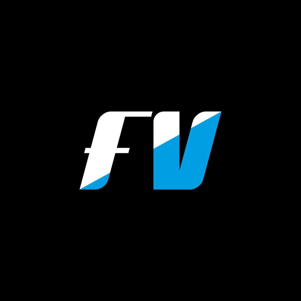 fv lettera logo design su nero sfondo. fv creativo iniziali lettera logo concetto. fv icona design. fv bianca e blu lettera icona design su nero sfondo. f v vettore