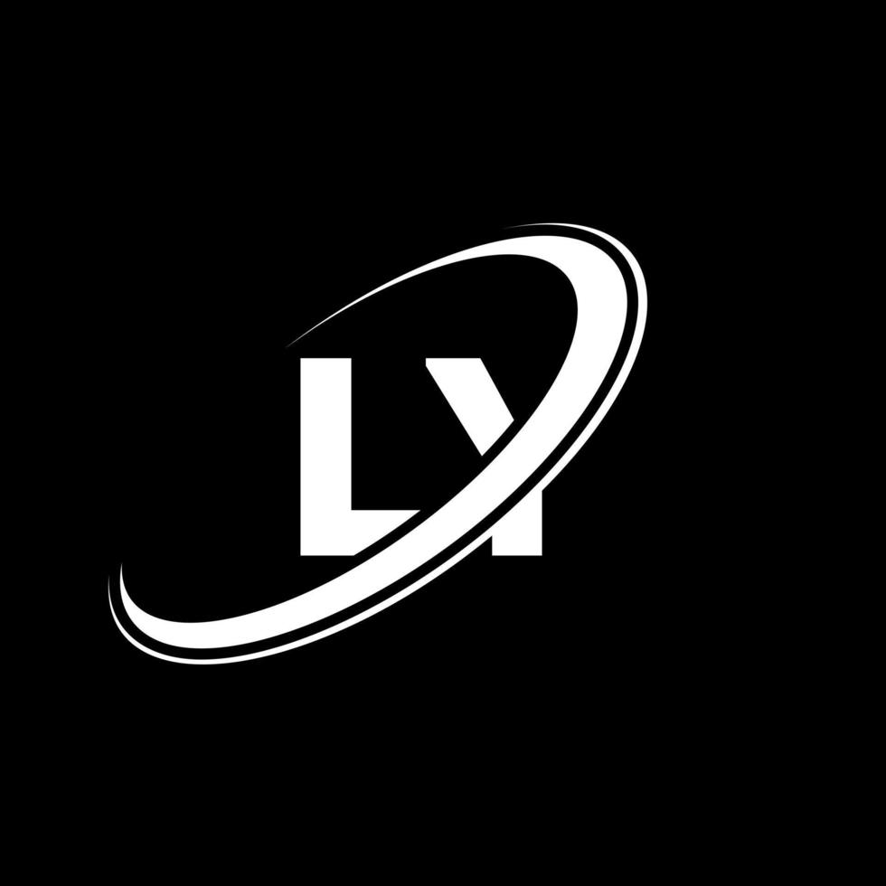 LY l y lettera logo design. iniziale lettera LY connesso cerchio maiuscolo monogramma logo rosso e blu. LY logo, l y design. ly, l y vettore