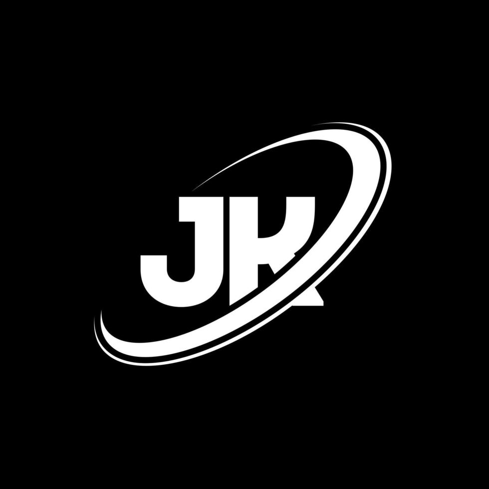 jk j K lettera logo design. iniziale lettera jk connesso cerchio maiuscolo monogramma logo rosso e blu. jk logo, j K design. jk, j K vettore