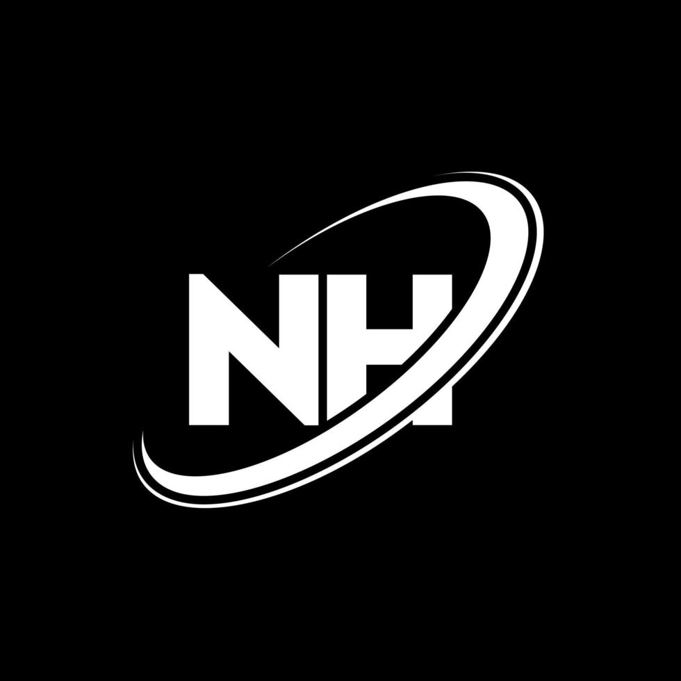 nh n h lettera logo design. iniziale lettera nh connesso cerchio maiuscolo monogramma logo rosso e blu. nh logo, n h design. eh, n h vettore