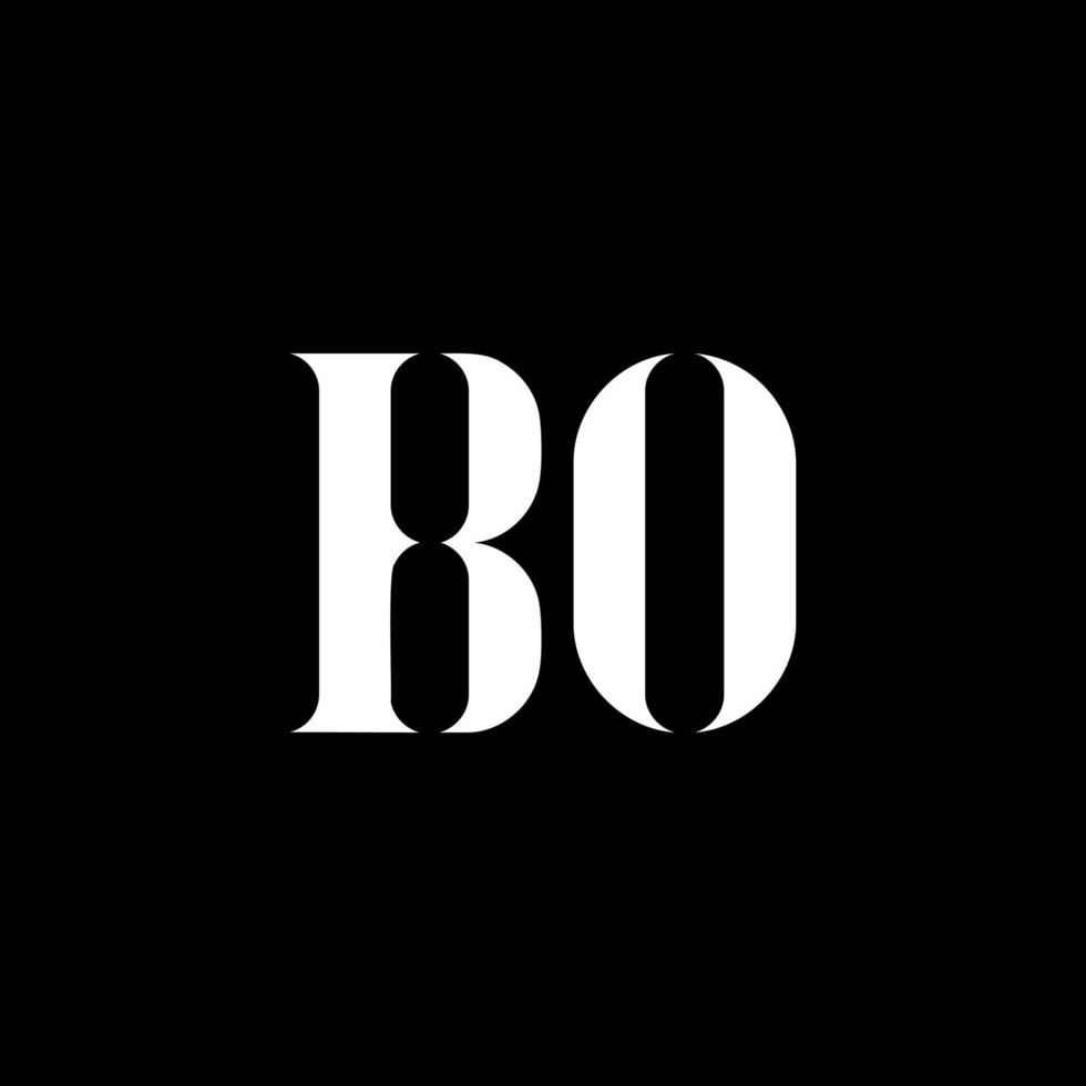 bo B o lettera logo design. iniziale lettera bo maiuscolo monogramma logo bianca colore. bo logo, B o design. bo, B o vettore