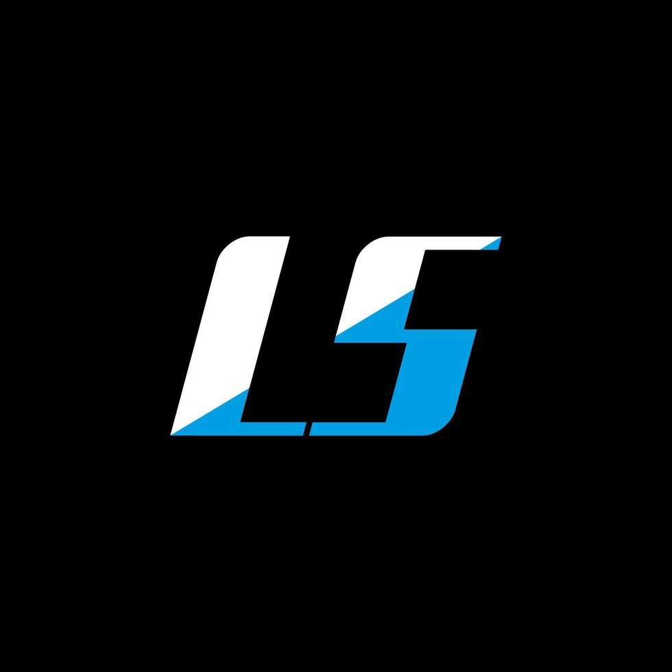 ls lettera logo design su nero sfondo. ls creativo iniziali lettera logo concetto. ls icona design. ls bianca e blu lettera icona design su nero sfondo. l S vettore