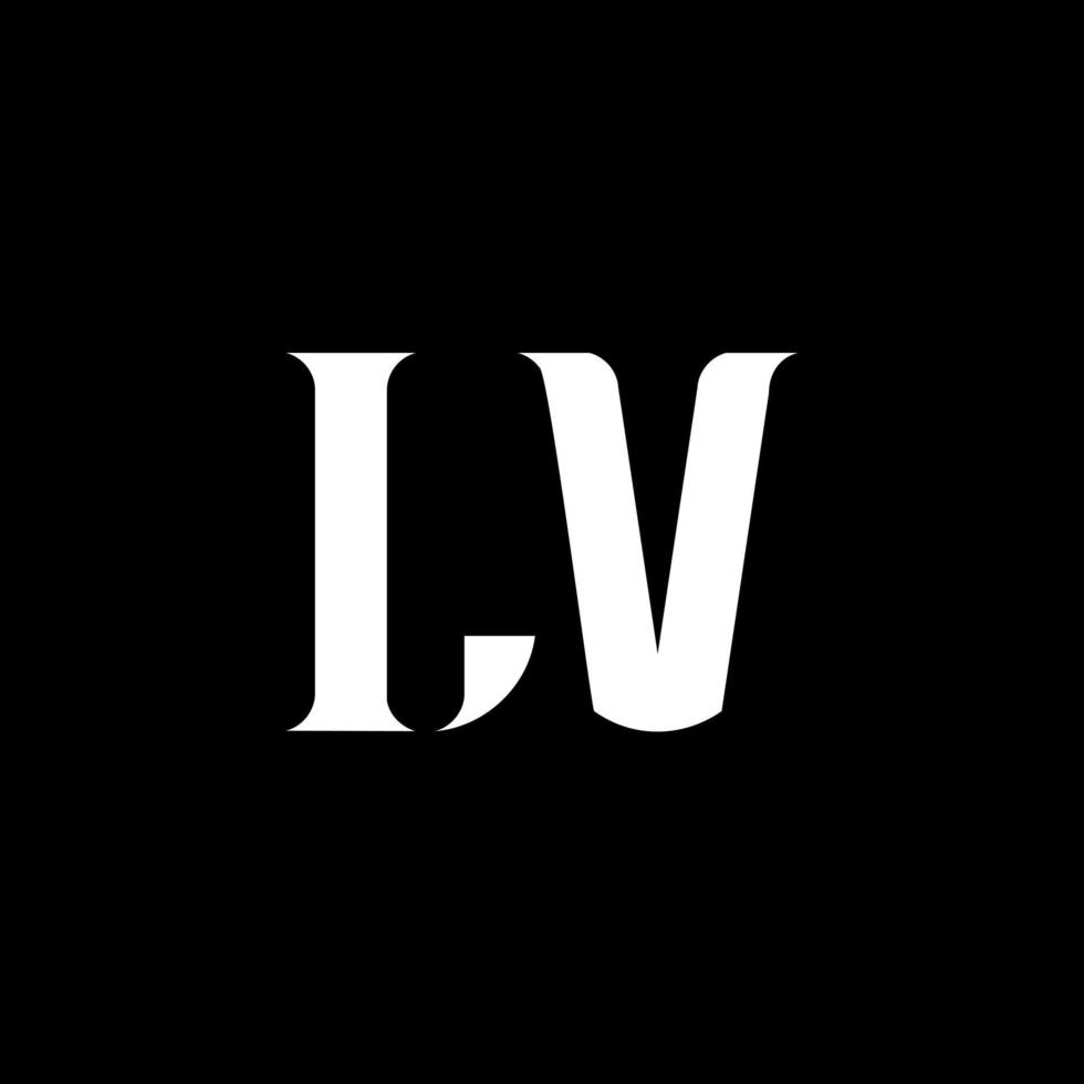 lv l v lettera logo design. iniziale lettera lv maiuscolo monogramma logo bianca colore. lv logo, l v design. lv, l v vettore