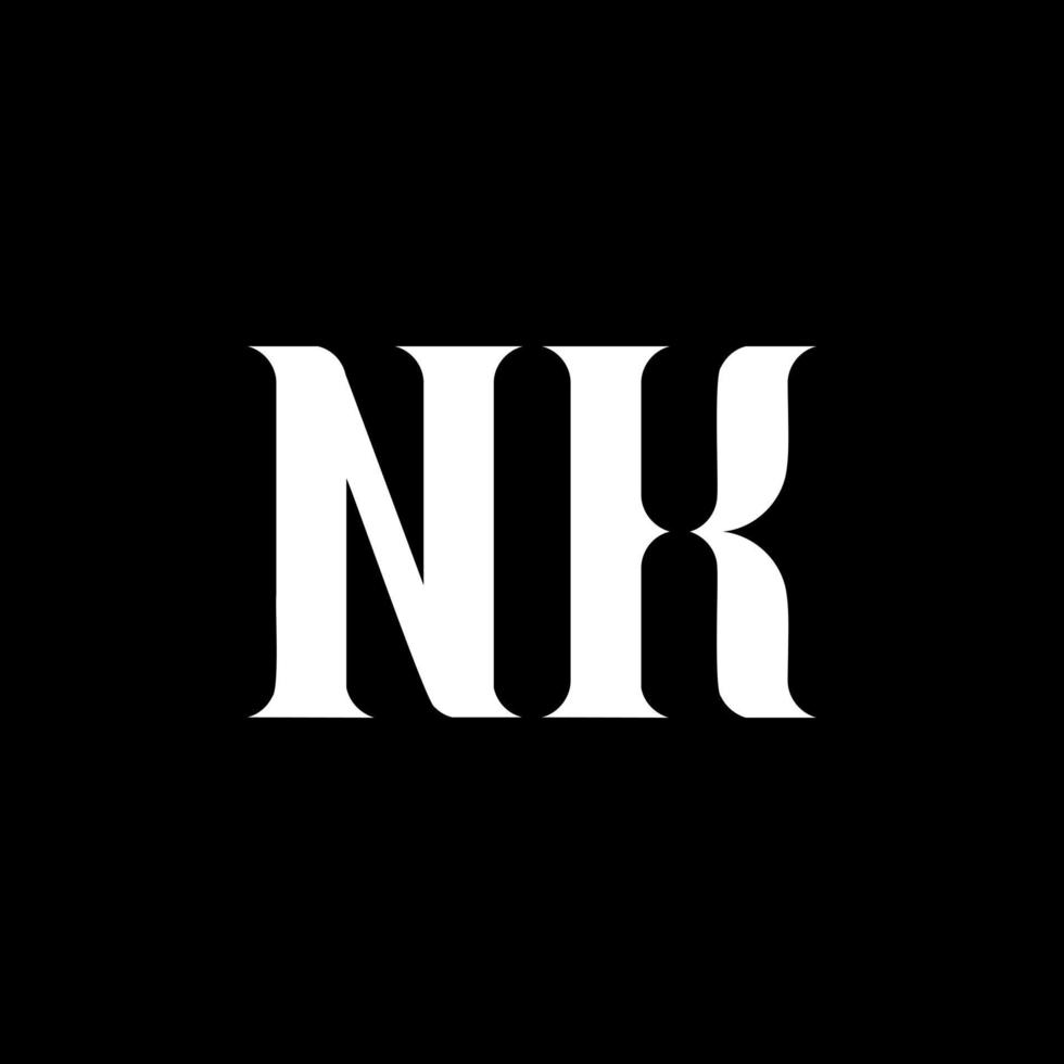 nk n K lettera logo design. iniziale lettera nk maiuscolo monogramma logo bianca colore. nk logo, n K design. nk, n K vettore