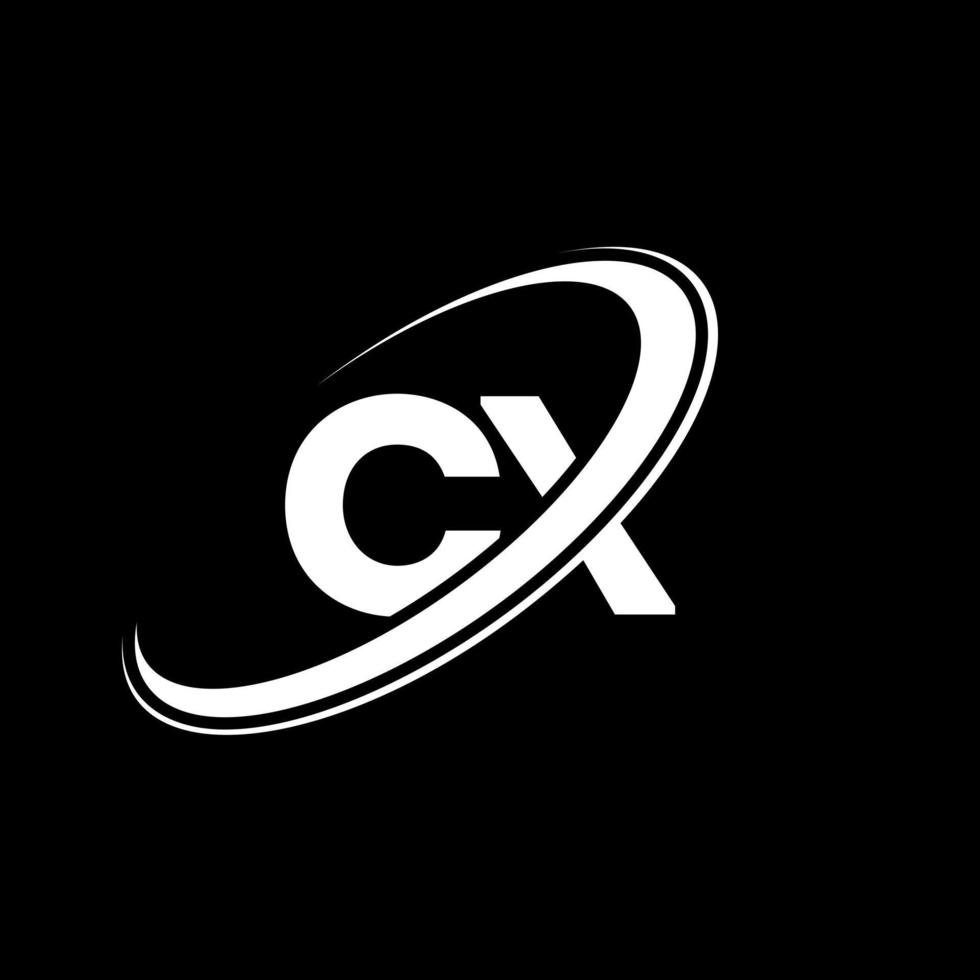 cx c X lettera logo design. iniziale lettera cx connesso cerchio maiuscolo monogramma logo rosso e blu. cx logo, c X design. cx, c X vettore