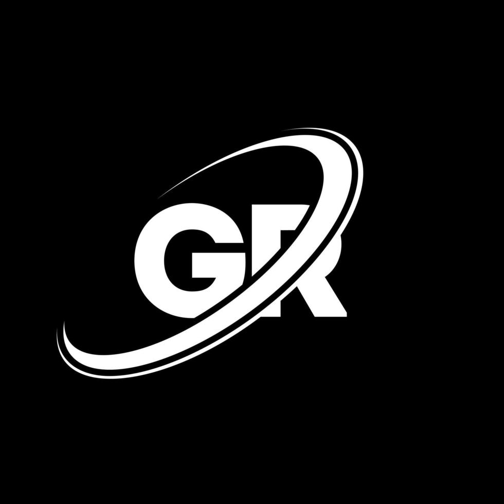 gr g r lettera logo design. iniziale lettera gr connesso cerchio maiuscolo monogramma logo rosso e blu. gr logo, g r design. gr, g r vettore