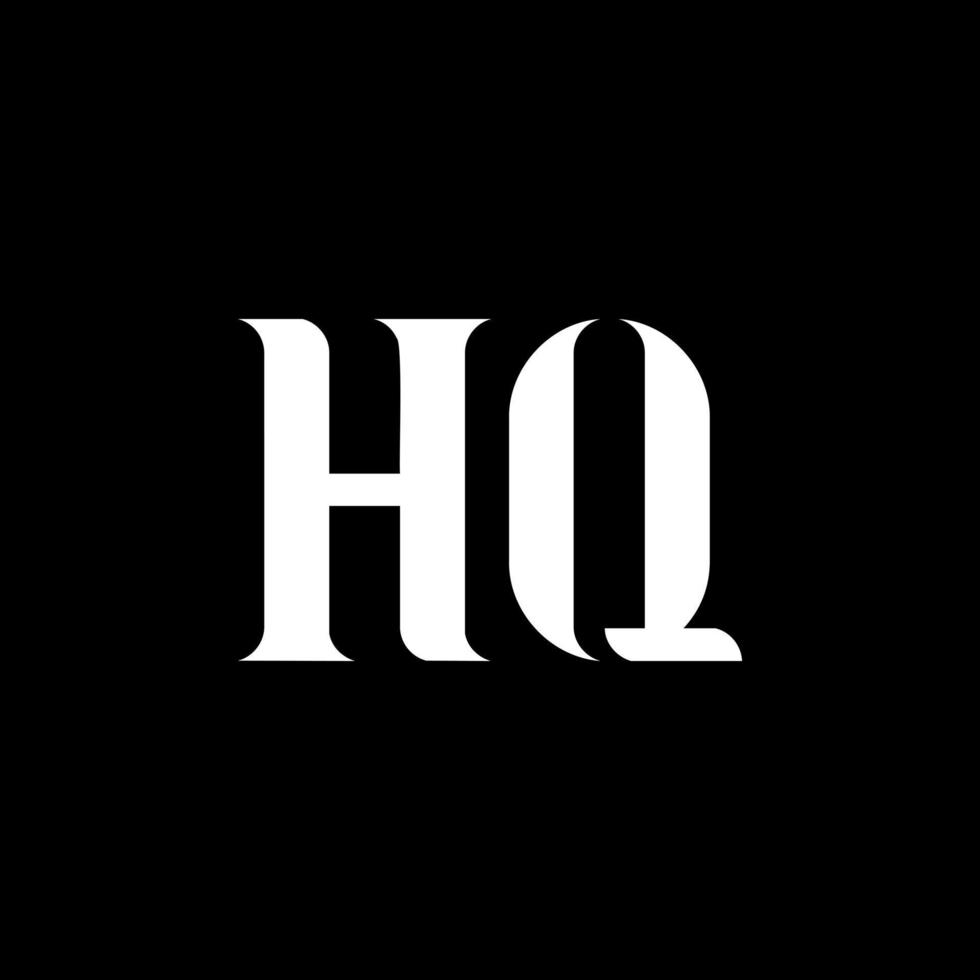 hq h q lettera logo design. iniziale lettera hq maiuscolo monogramma logo bianca colore. hq logo, h q design. hq, h q vettore