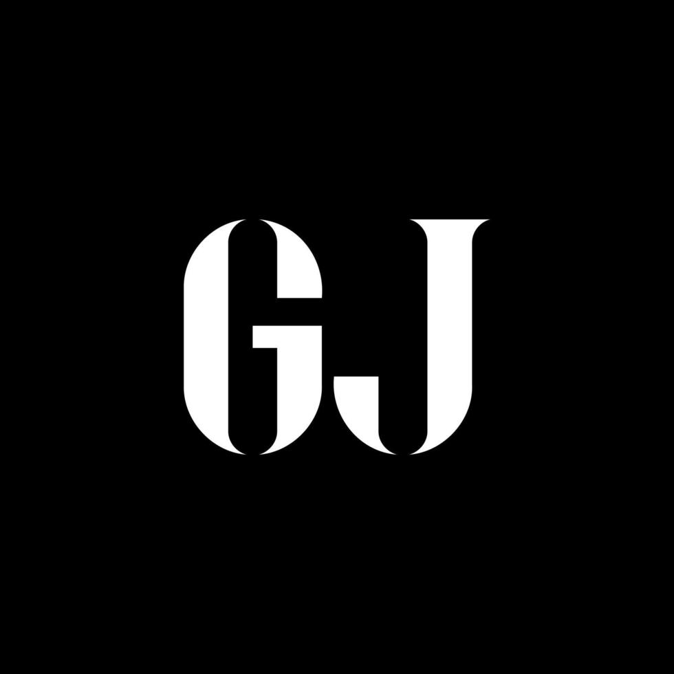 gj g j lettera logo design. iniziale lettera gj maiuscolo monogramma logo bianca colore. gj logo, g j design. gj, g j vettore