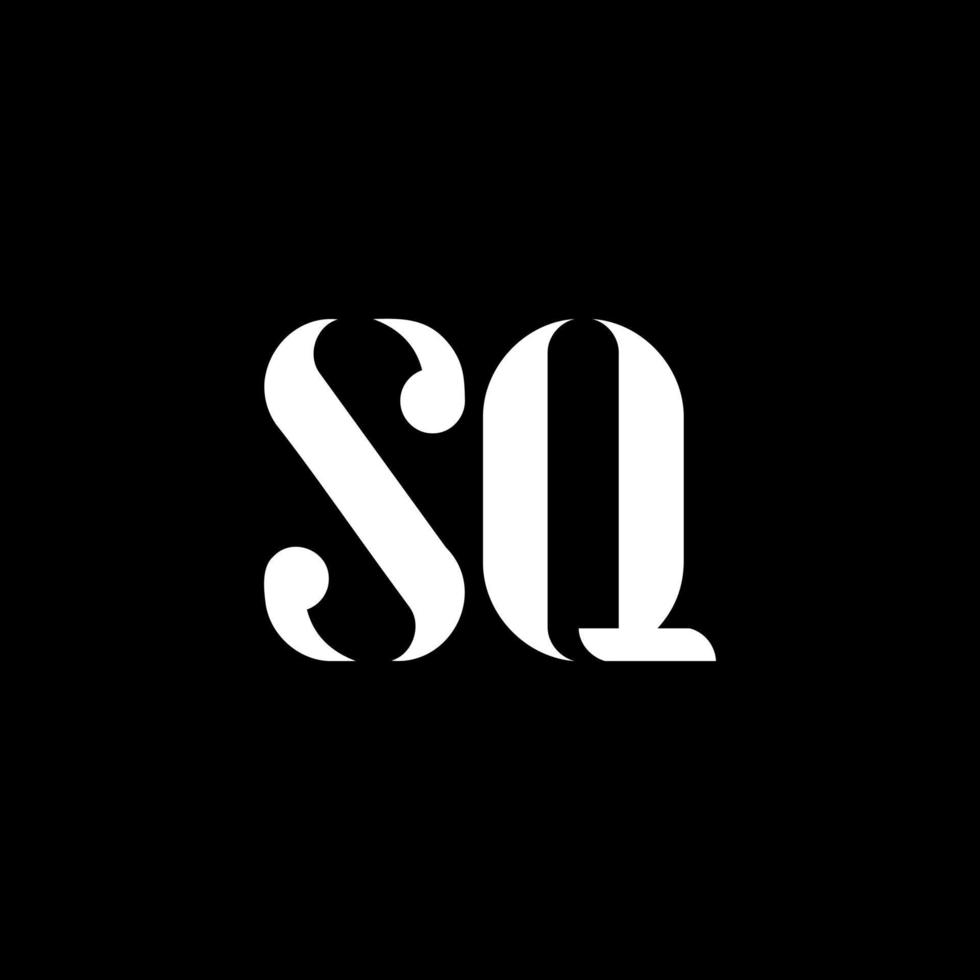 mq S q lettera logo design. iniziale lettera mq maiuscolo monogramma logo bianca colore. mq logo, S q design. mq, S q vettore