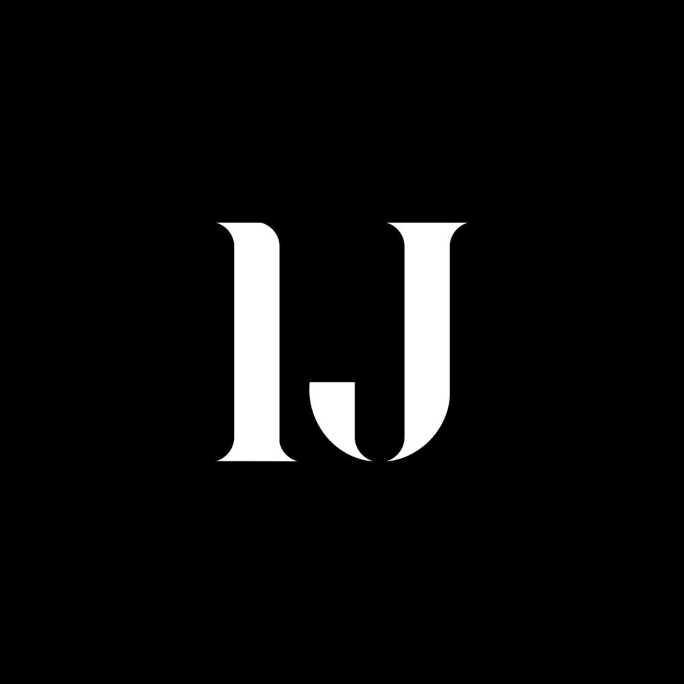 ij io j lettera logo design. iniziale lettera ij maiuscolo monogramma logo bianca colore. ij logo, io j design. ij, io j vettore