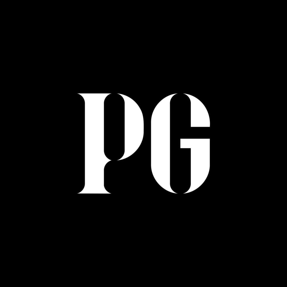 pg p g lettera logo design. iniziale lettera pg maiuscolo monogramma logo bianca colore. pg logo, p g design. pag, p g vettore