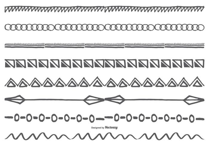 Set di confine disegnato a mano vettore