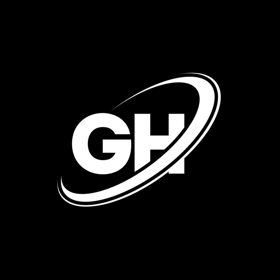gh g h lettera logo design. iniziale lettera gh connesso cerchio maiuscolo monogramma logo rosso e blu. gh logo, g h design. gh, g h vettore