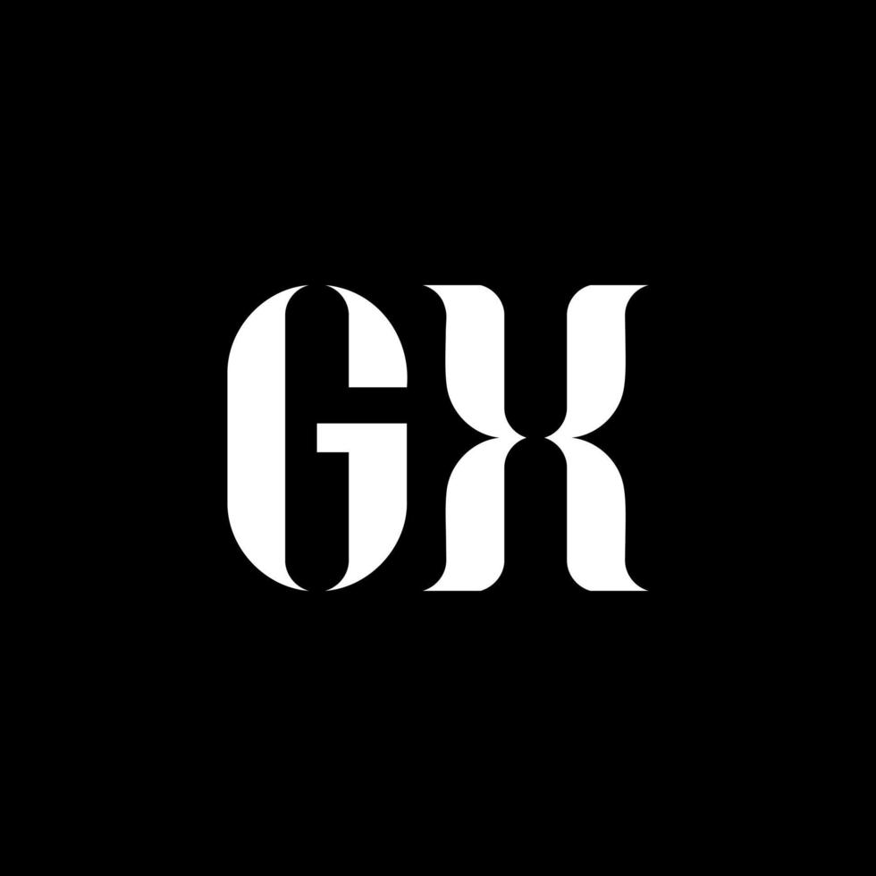 gx g X lettera logo design. iniziale lettera gx maiuscolo monogramma logo bianca colore. gx logo, g X design. gx, g X vettore