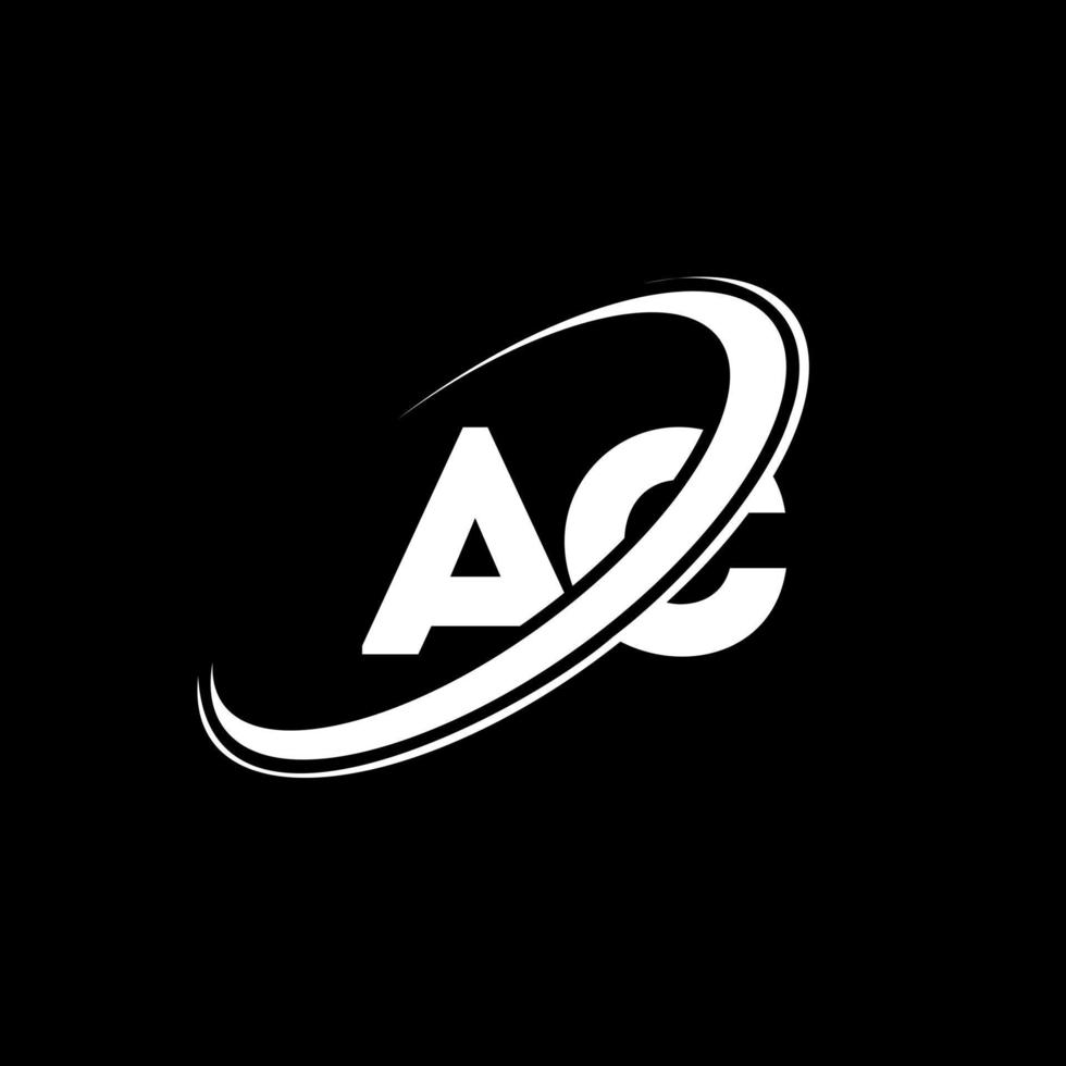 AC un' c lettera logo design. iniziale lettera AC connesso cerchio maiuscolo monogramma logo rosso e blu. AC logo, un' c design. corrente alternata, un' c vettore