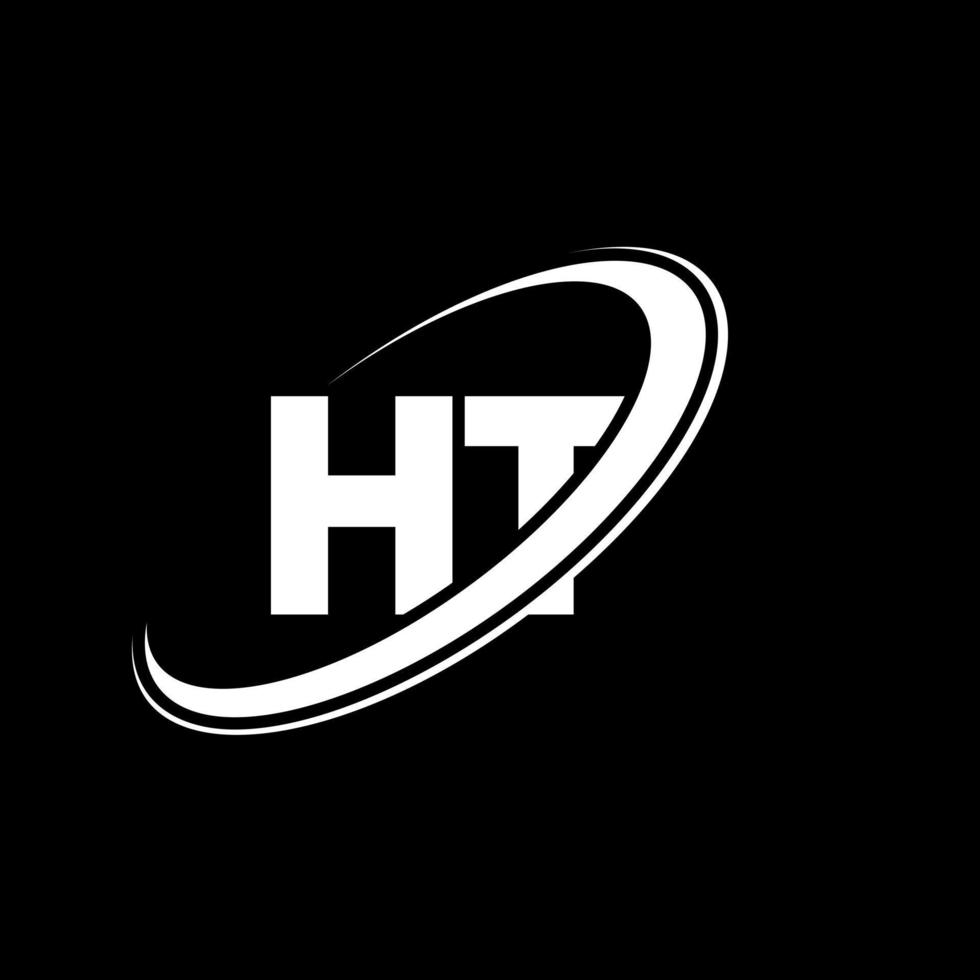 ht h t lettera logo design. iniziale lettera ht connesso cerchio maiuscolo monogramma logo rosso e blu. ht logo, h t design. ht, h t vettore
