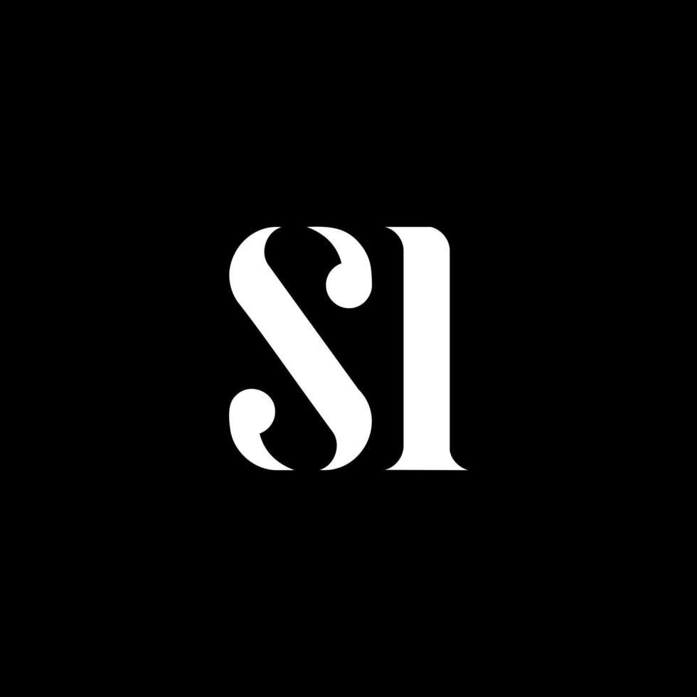 SI S io lettera logo design. iniziale lettera SI maiuscolo monogramma logo bianca colore. SI logo, S io design. si, S io vettore