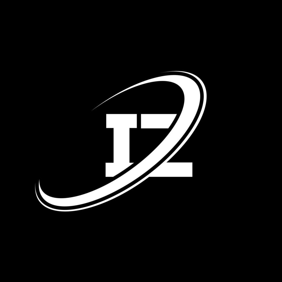 iz io z lettera logo design. iniziale lettera iz connesso cerchio maiuscolo monogramma logo rosso e blu. iz logo, io z design. io, io z vettore