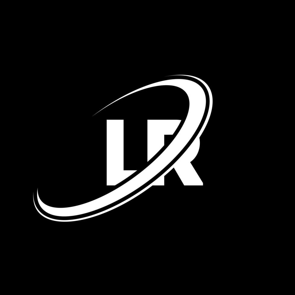 lr l r lettera logo design. iniziale lettera lr connesso cerchio maiuscolo monogramma logo rosso e blu. lr logo, l r design. lr, l r vettore