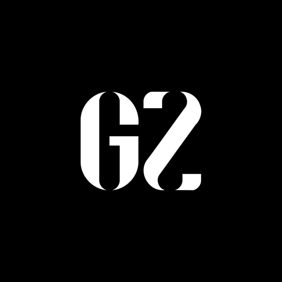 gz g z lettera logo design. iniziale lettera gz maiuscolo monogramma logo bianca colore. gz logo, g z design. gz, g z vettore