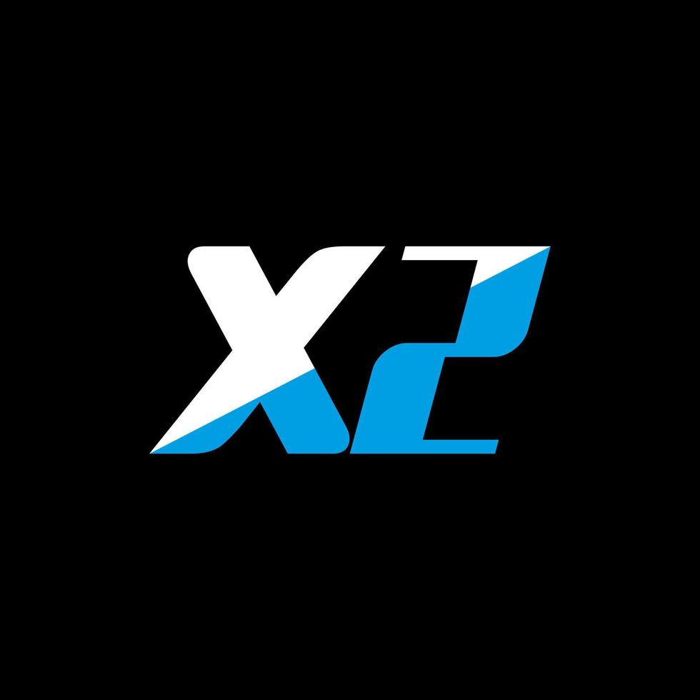 xz lettera logo design su nero sfondo. xz creativo iniziali lettera logo concetto. xz icona design. xz bianca e blu lettera icona design su nero sfondo. X z vettore